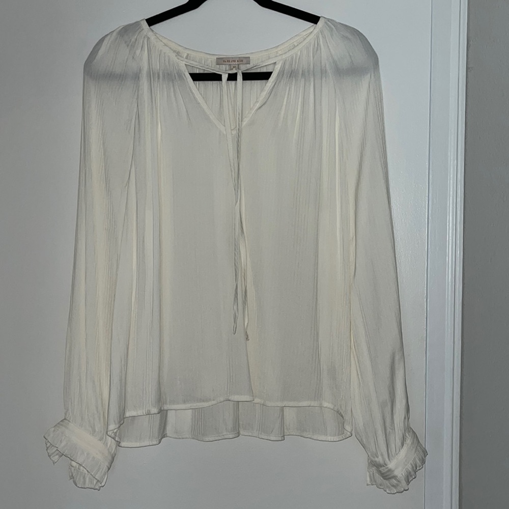 Cream tie detail blouse